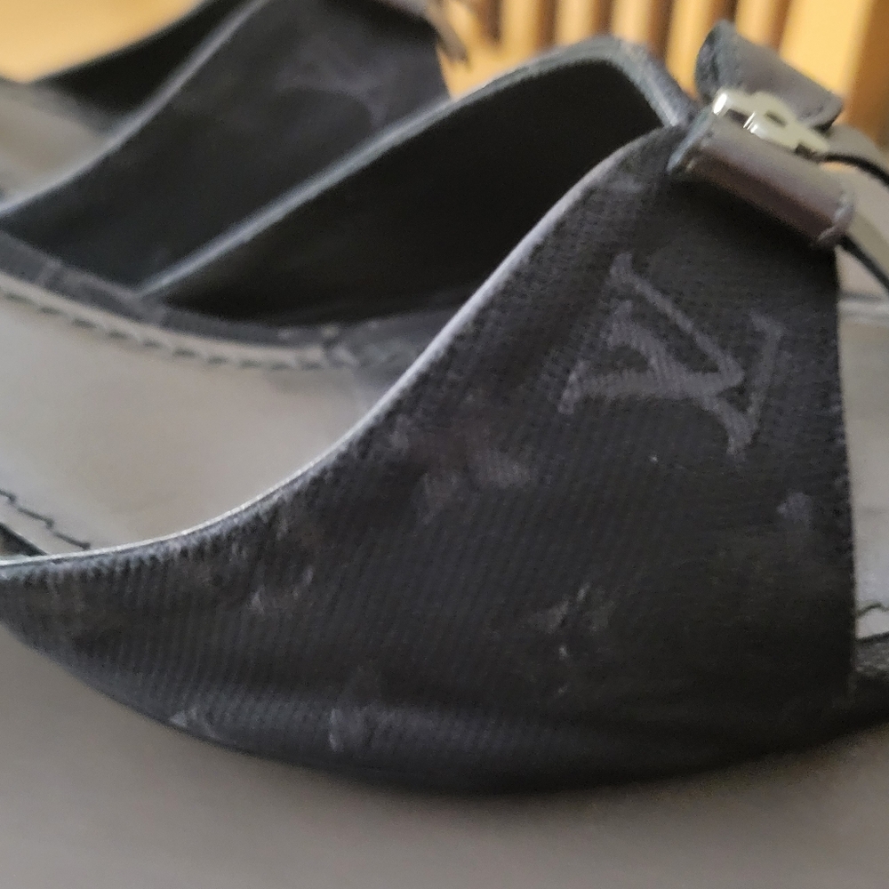 Louis Vuitton Angelique Open Toe Mules Charcoal Black Noir, 37 w Box - Picture 6 of 14